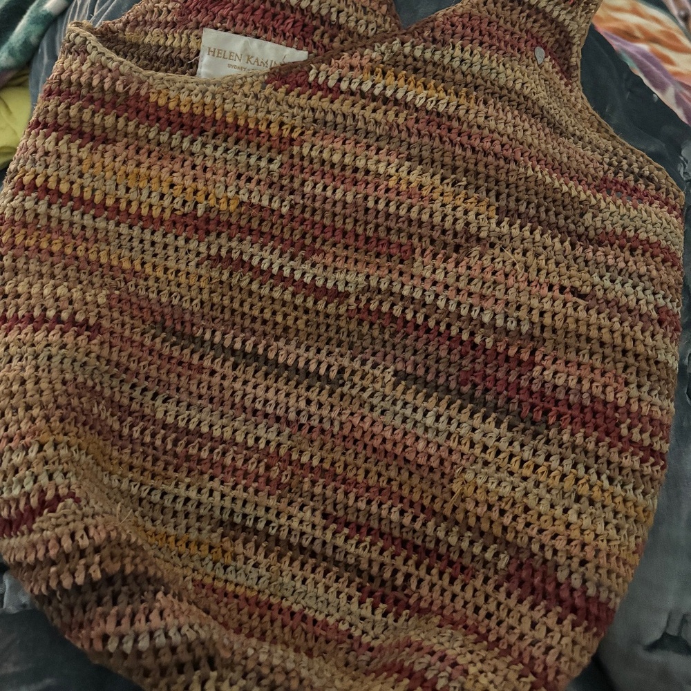 Helen Kaminski multi colored raffia bucket bag